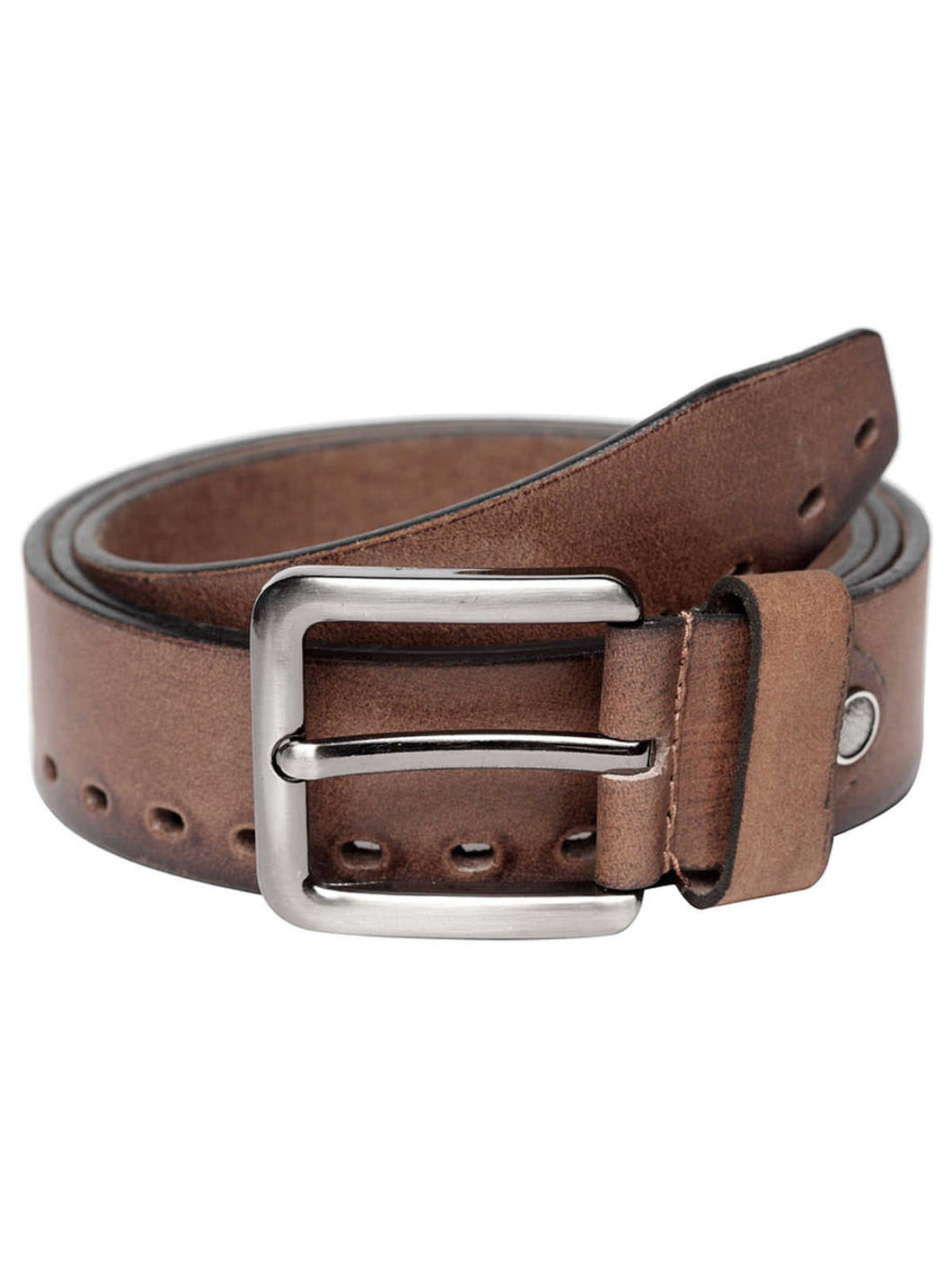 Teakwood Genuine Leather Tan Solid Belt with Cut-Outs