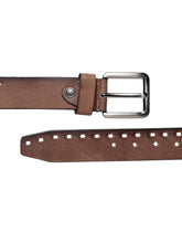 Load image into Gallery viewer, Teakwood Genuine Leather Tan Solid Belt with Cut-Outs
