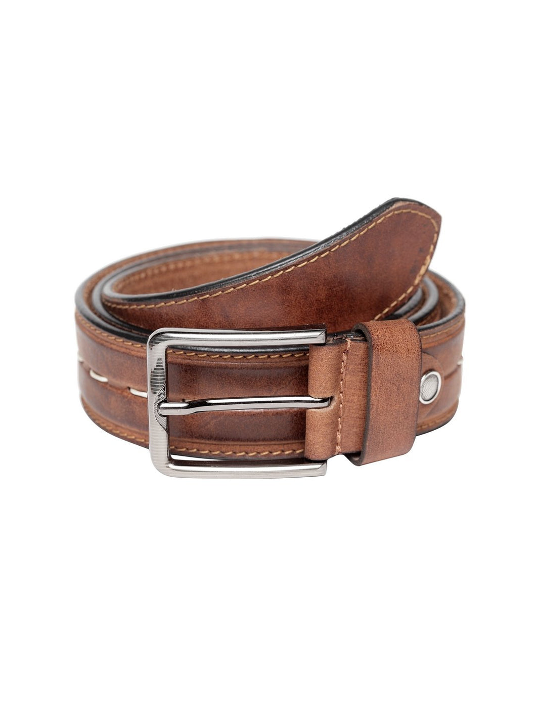 Teakwood Men Genuine Leather Tan Solid Casual Belt