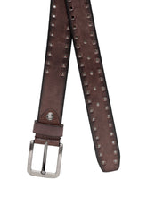 Load image into Gallery viewer, Men Black Solid Brown Belt with Cut-Outs
