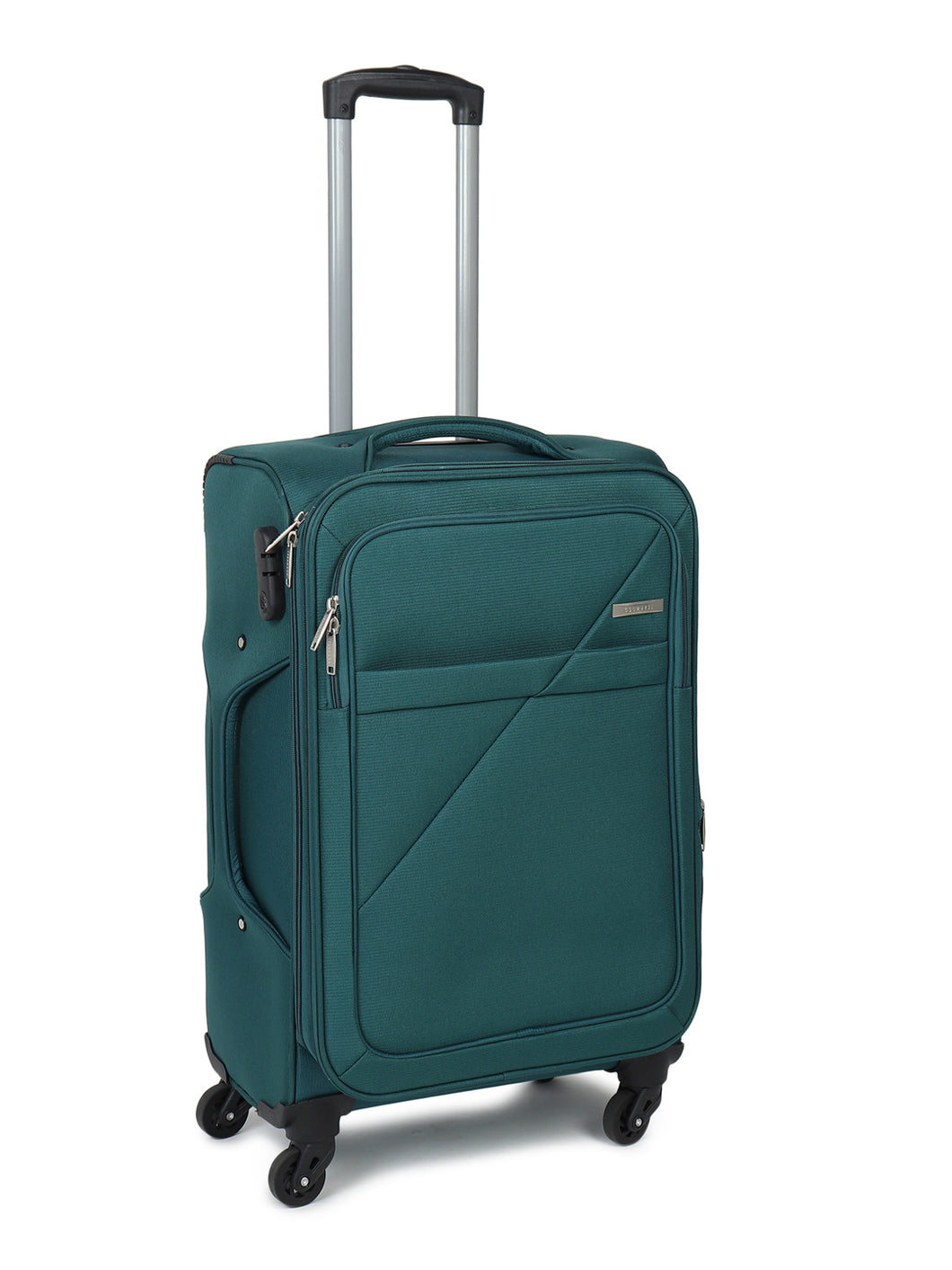 Teal Textured Soft-Sided Cabin Trolley Suitcase