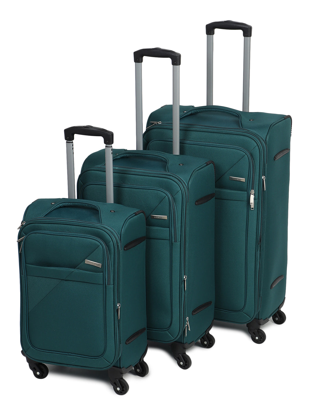 Teal Textured Soft-Sided Cabin Trolley Suitcase