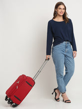 Load image into Gallery viewer, Teakwood Leather Red Solid Soft Sided Trolley Bag
