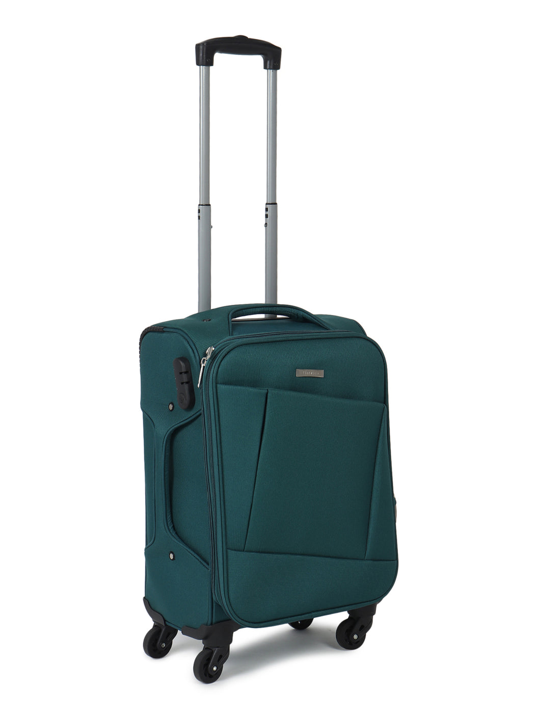 Unisex Teal Solid Soft Sided Cabin Size Trolley Bag
