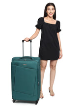 Load image into Gallery viewer, Unisex Teal Solid Soft Sided Large Size Check-In Trolley Bag
