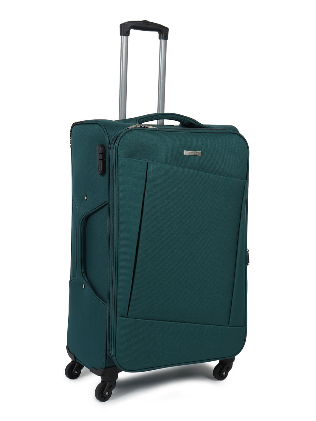 Unisex Teal Solid Soft Sided Medium Size Check-In Trolley Bag