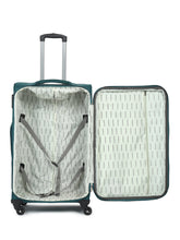 Load image into Gallery viewer, Unisex Teal Solid Soft Sided Medium Size Check-In Trolley Bag
