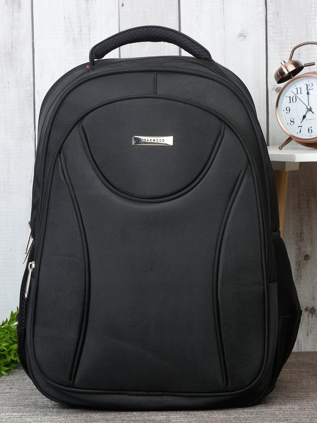 Teakwood Genuine Polyester Backpack -Black