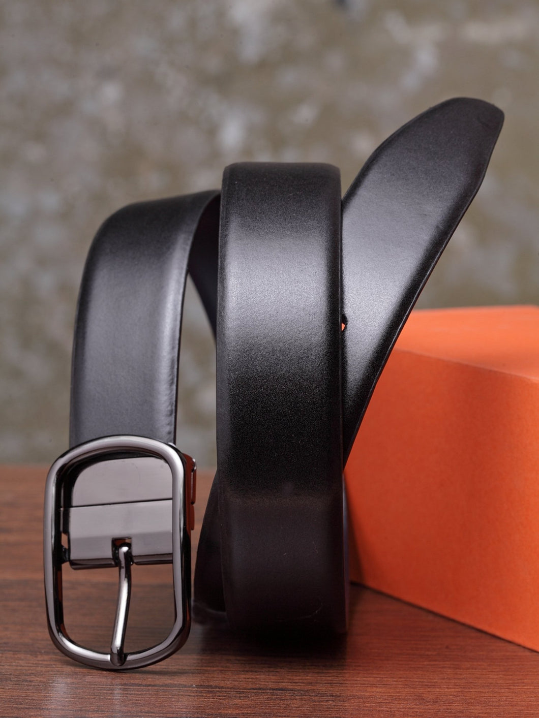 Teakwood Men Black & Blue Solid Genuine Leather Reversible Belt