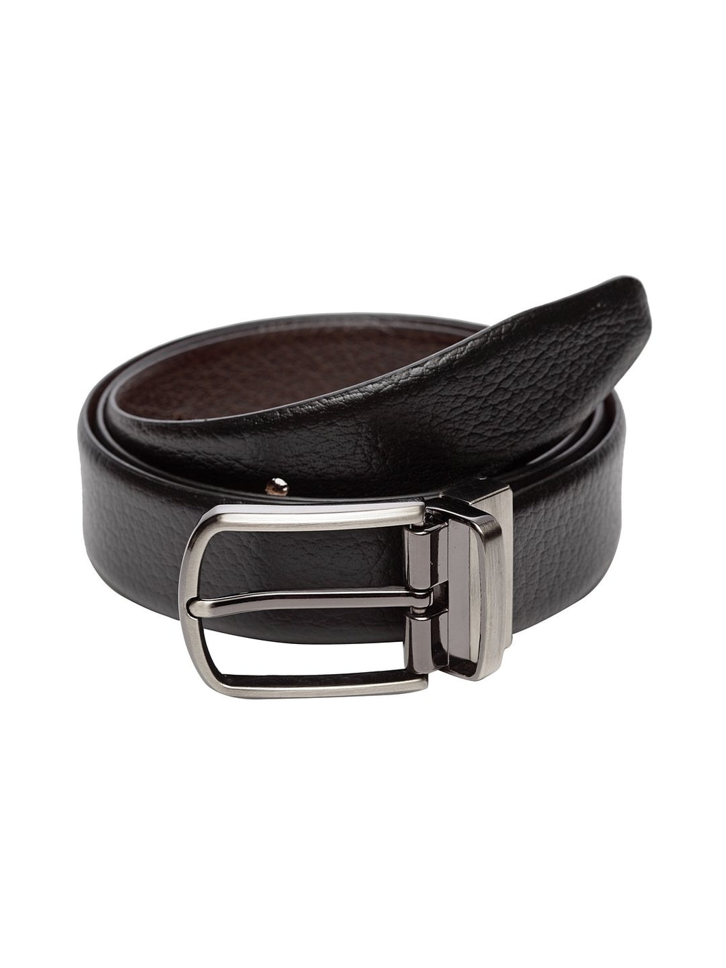 Teakwood Men Genuine Leather Black & Brown Solid Reversible Belt