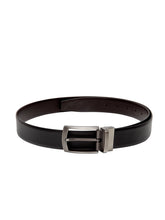 Load image into Gallery viewer, Teakwood Men Genuine Leather Black &amp; Brown Solid Reversible Belt
