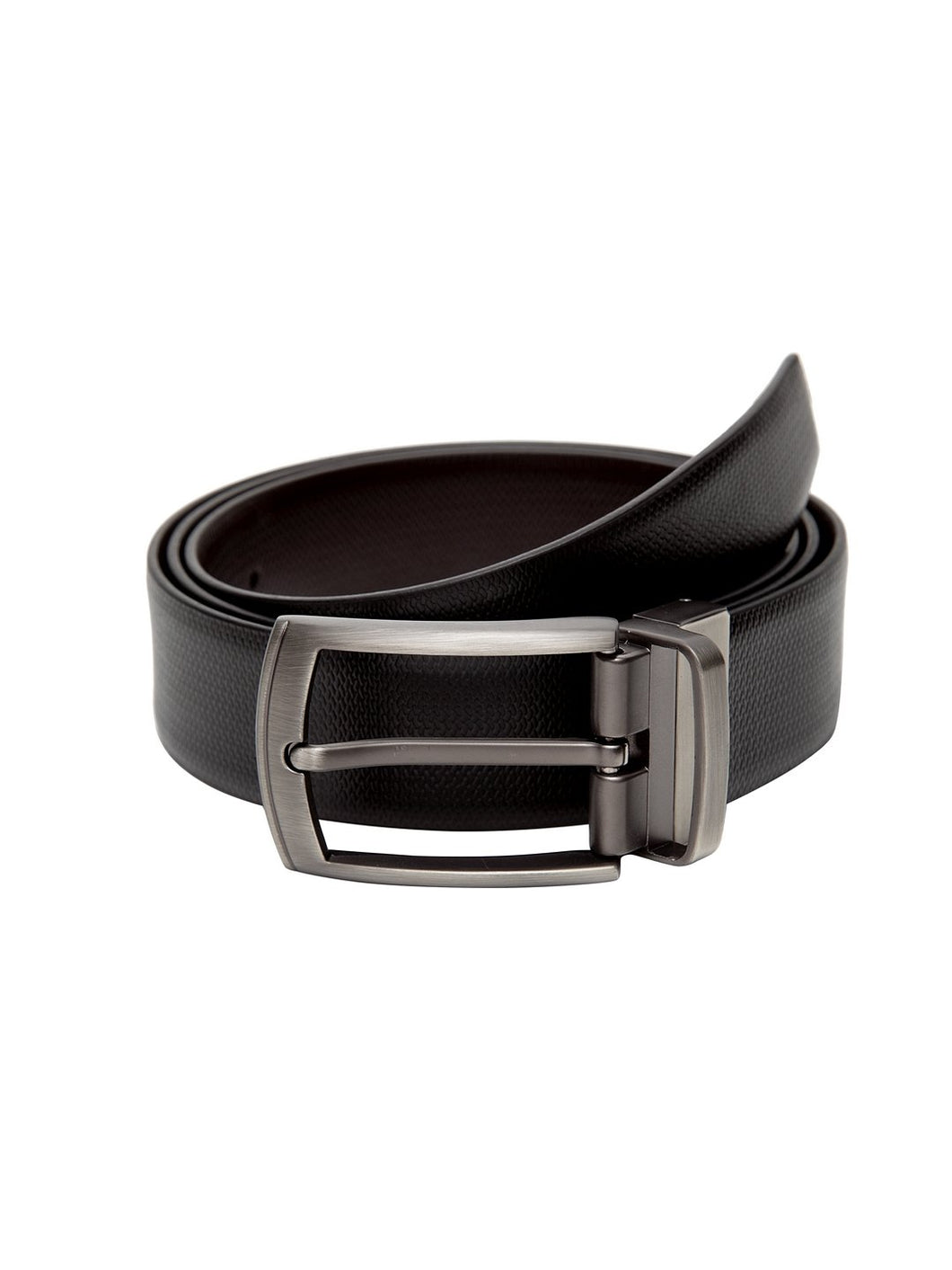 Teakwood Men Genuine Leather Black & Brown Solid Reversible Belt