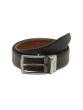 Load image into Gallery viewer, Men Black Textured Genuine Leather Reversible Belt
