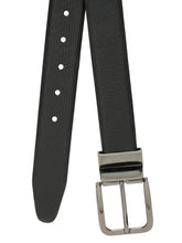 Load image into Gallery viewer, Men Black Textured Genuine Leather Reversible Belt
