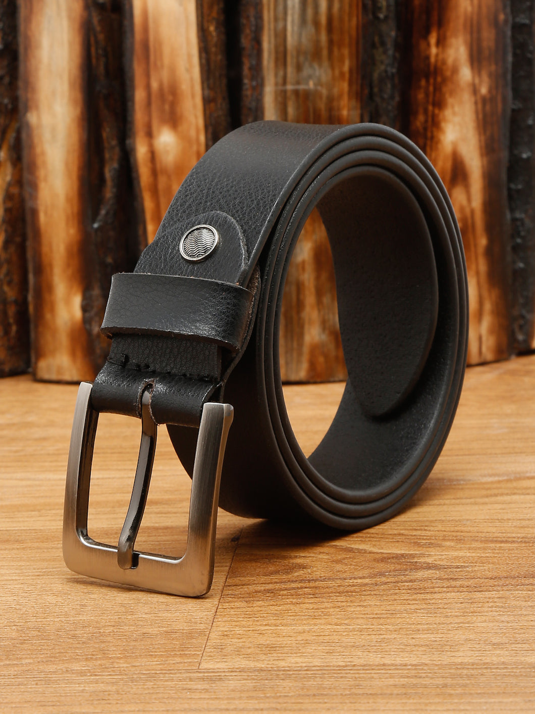 Men Black Leather Belt