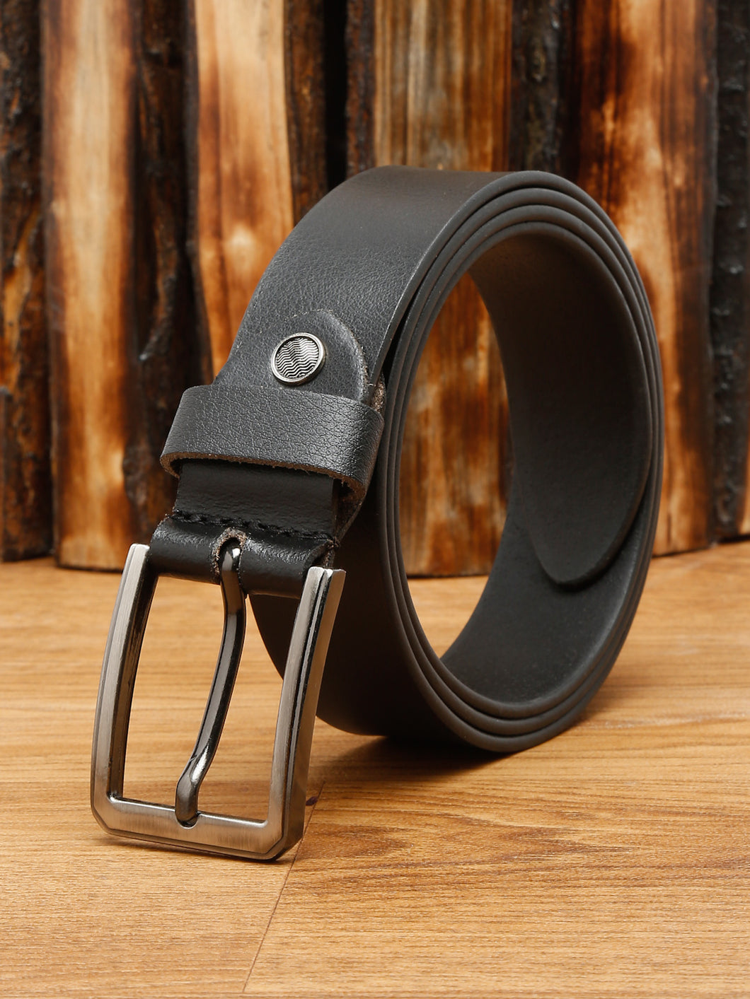 Men Black Leather Belt