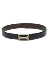 Load image into Gallery viewer, Men Black Textured Genuine Leather Reversible Belt
