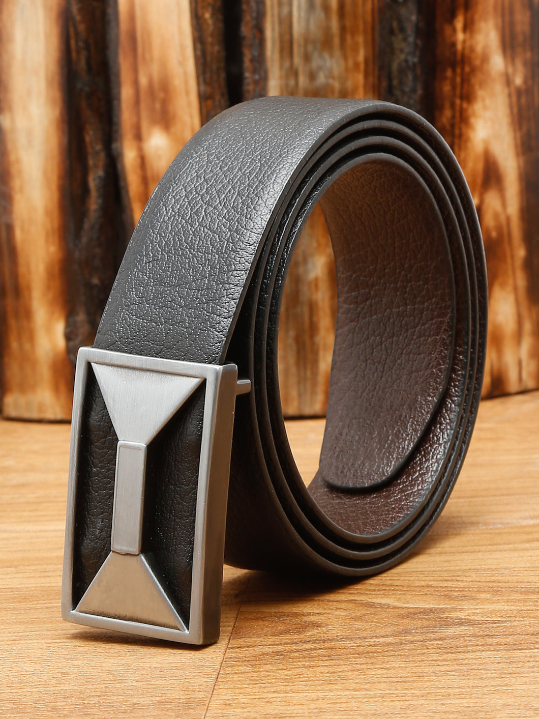 Men Black Textured Genuine Leather Reversible Belt Teakwood Leathers Men Black Textured Genuine Leather Reversible Belt Teakwood Leathers