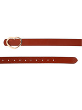 Load image into Gallery viewer, Teakwood Genuine Tan Leather Belt Heart Shape Gold Tone Buckle
