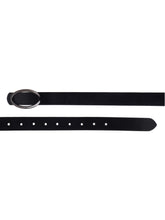 Load image into Gallery viewer, Teakwood Genuine Black Leather Belt Oval Shape Black Tone Buckle
