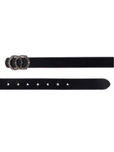 Load image into Gallery viewer, Teakwood Genuine Black Leather Belt Round Shape Black Tone Buckle
