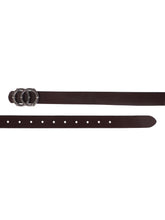 Load image into Gallery viewer, Teakwood Genuine Brown Leather Belt Round Shape Black Tone Buckle
