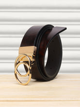 Load image into Gallery viewer, Teakwood Genuine Brown Receivable Belt Round Shape Gold Tone Buckle

