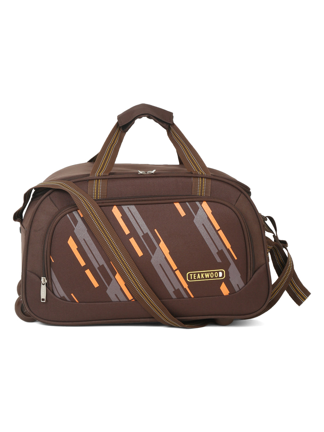 Teakwood Leather Brown Printed Medium Duffle Bag