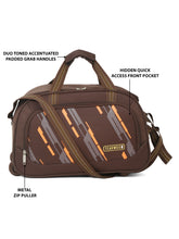 Load image into Gallery viewer, Teakwood Leather Brown Printed Large Duffel Bag
