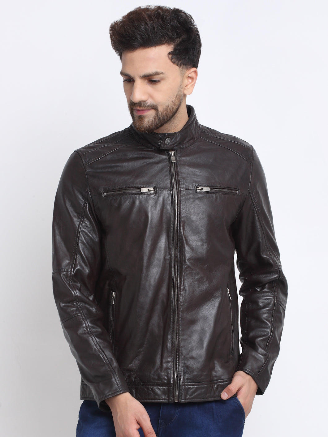 Teakwood Genuine Leathers Men's Jacket (Black)
