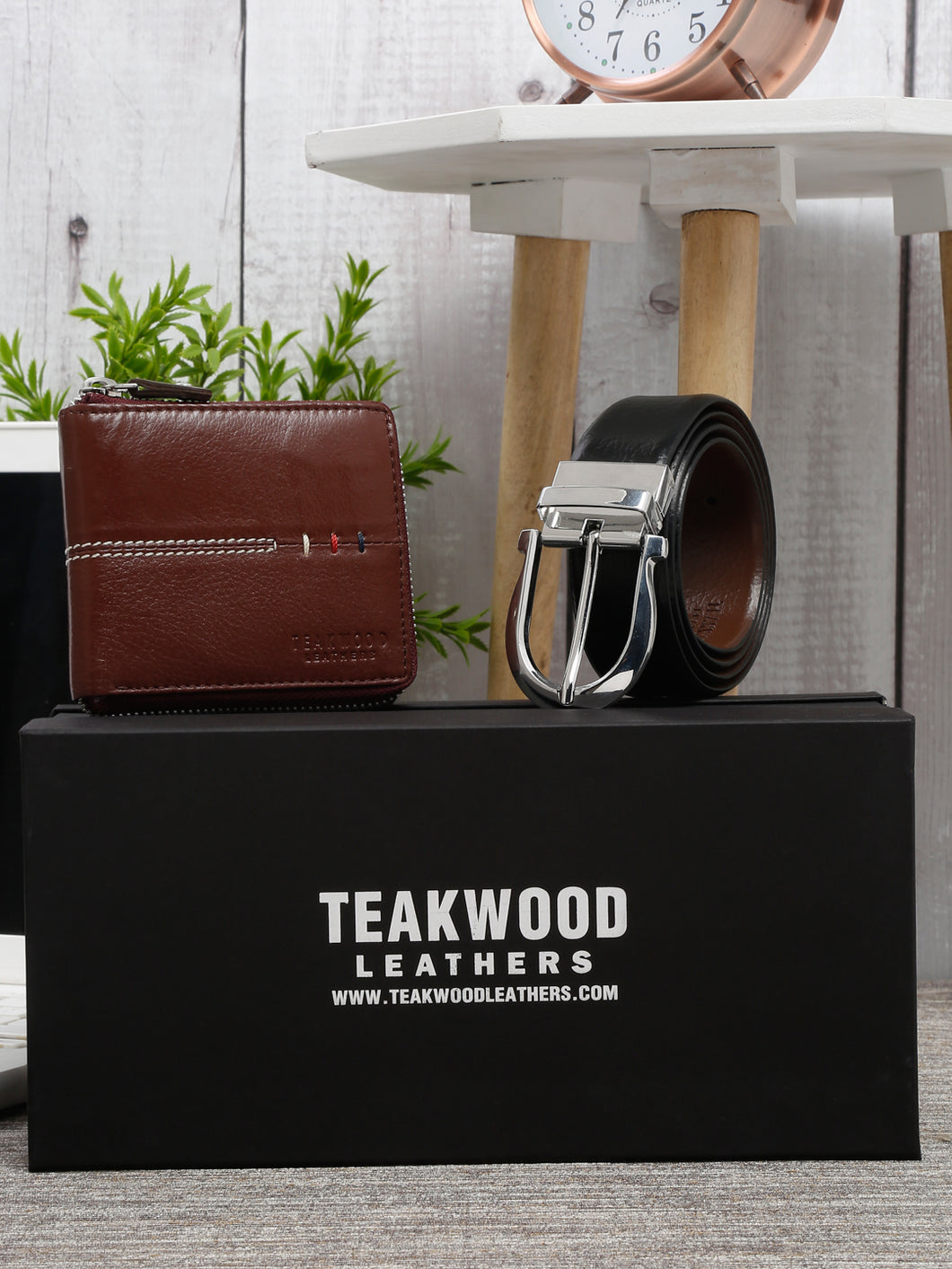 Teakwood Genuine Leather Combo Gift Set