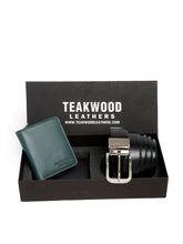 Load image into Gallery viewer, Men Black &amp; Green Genuine Leather Accessory Gift Set
