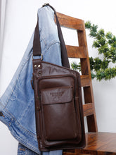 Load image into Gallery viewer, Teakwood Men&#39;s Genuine Leather Cross Body Messenger Brown Bag
