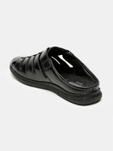 Load image into Gallery viewer, teakwood-mens-real-leather-black-sandals
