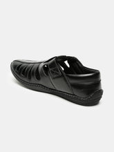 Load image into Gallery viewer, Teakwood Men&#39;s Real Leather Black Sandals
