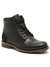 Load image into Gallery viewer, teakwood-genuine-leather-mid-top-black-boots
