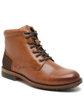 Load image into Gallery viewer, Men Tan Solid Genuine Leather Mid-Top Laceup Boots
