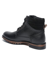 Load image into Gallery viewer, Men Black Solid Genuine Leather Mid-Top Laceup Boots

