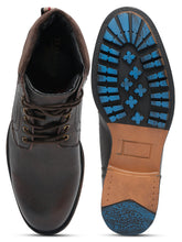 Load image into Gallery viewer, Men Brown Solid Genuine Leather Mid-Top Laceup Boots
