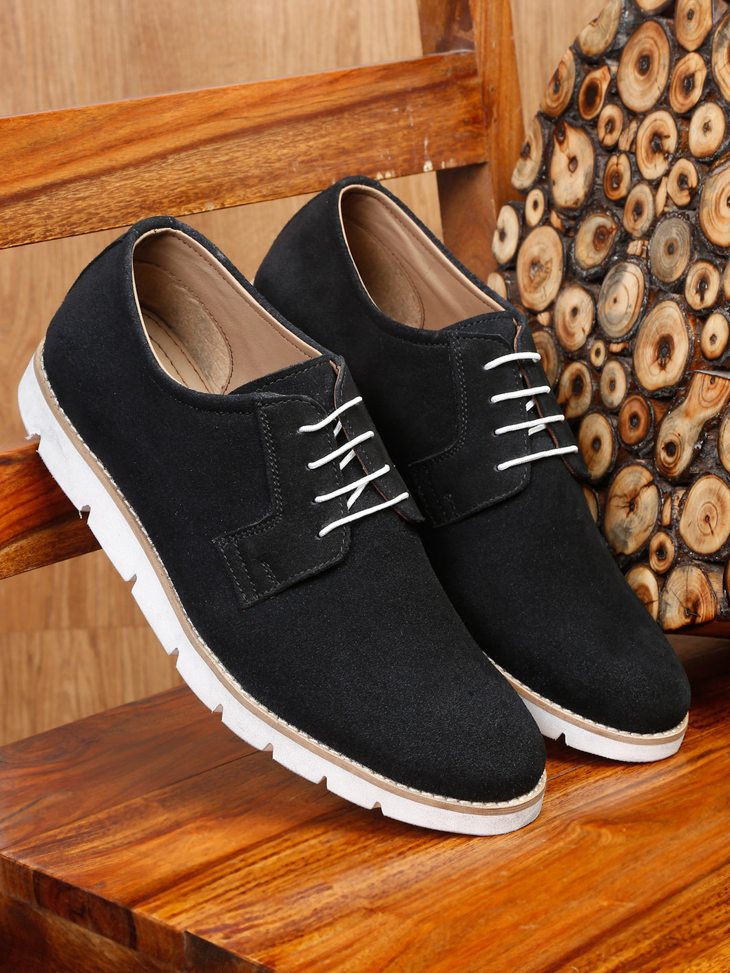 Teakwood Leather Men Solid Black Round-Toe Casual Shoes