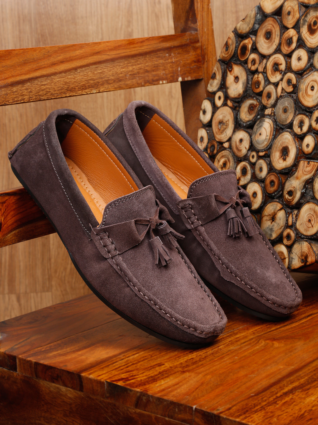 Teakwood Leather Men Solid Round-Toe Brown Loafer Clearance sale