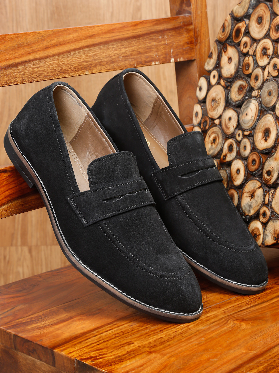 Teakwood Leather Men Solid Round-Toe Black Loafers – Teakwood Leathers