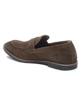 Load image into Gallery viewer, Teakwood Leather Men Solid Round-Toe Olive Loafers
