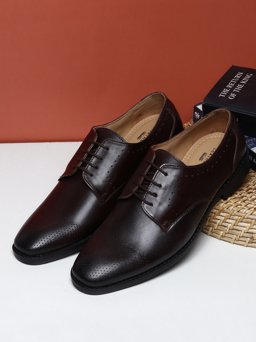 Teakwood Genuine Leather Brown Derby Formal Shoes