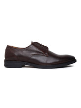 Load image into Gallery viewer, Teakwood Genuine Leather Brown Derby Formal Shoes
