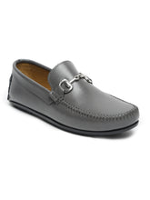 Load image into Gallery viewer, Men Grey Solid Genuine Leather Loafers
