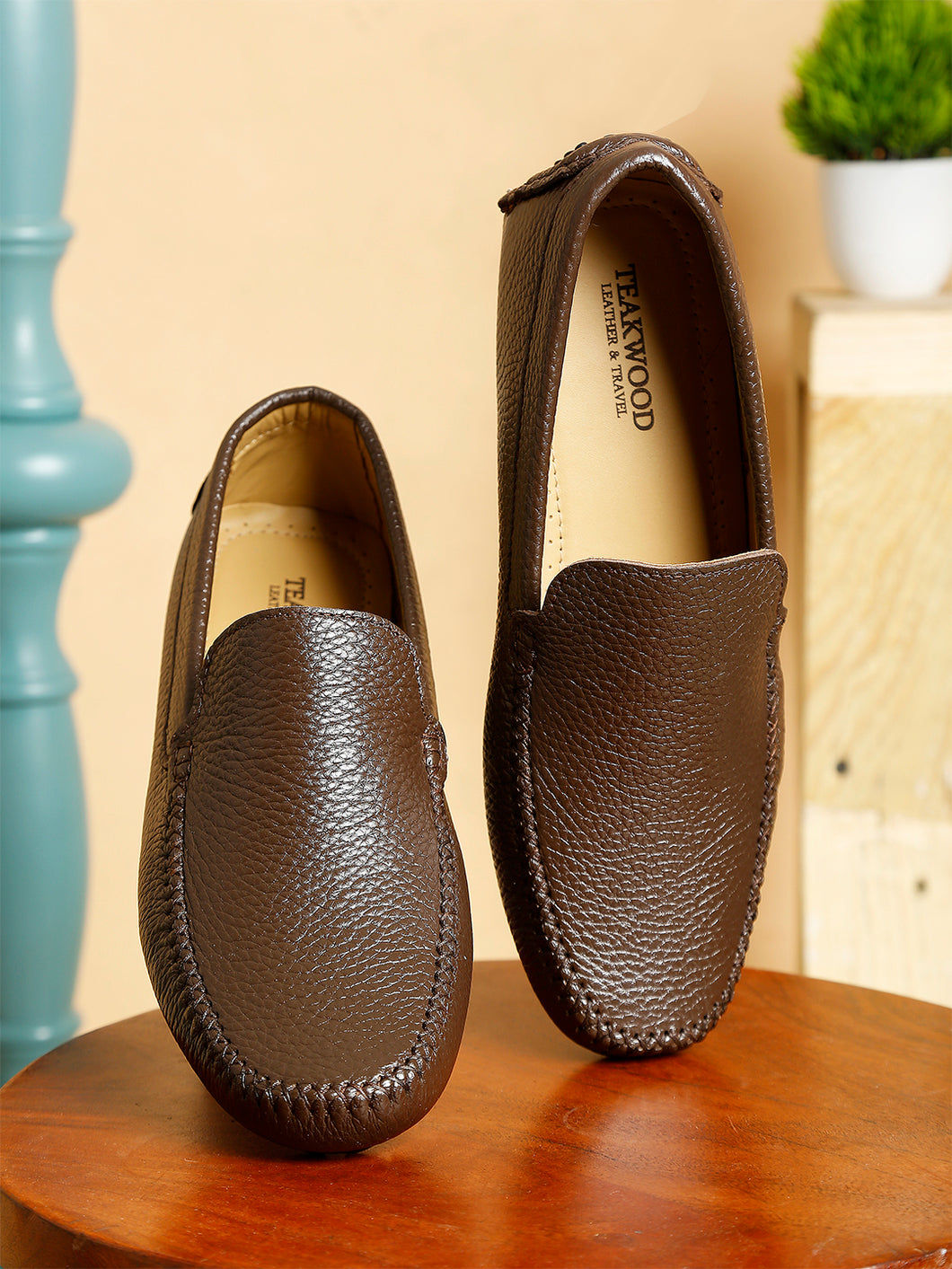 Men Brown Solid Genuine Leather Loafers
