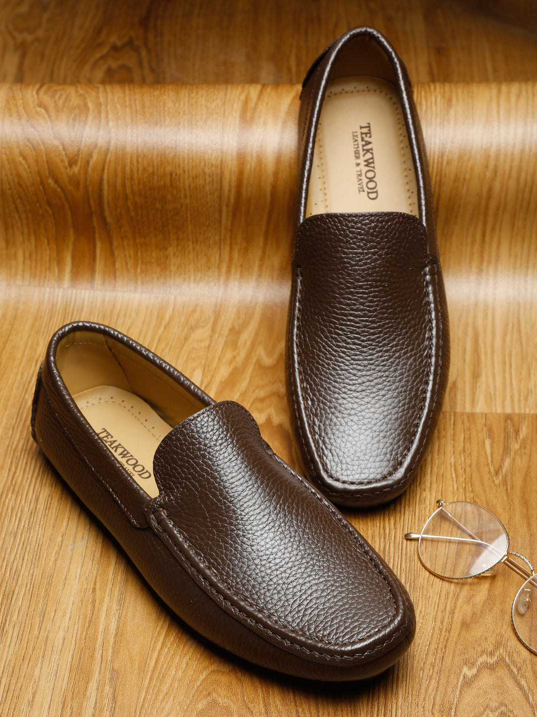 Men Brown Solid Genuine Leather Loafers – Teakwood Leathers