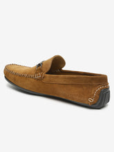 Load image into Gallery viewer, Men Tan Solid Suede Casual Loafers
