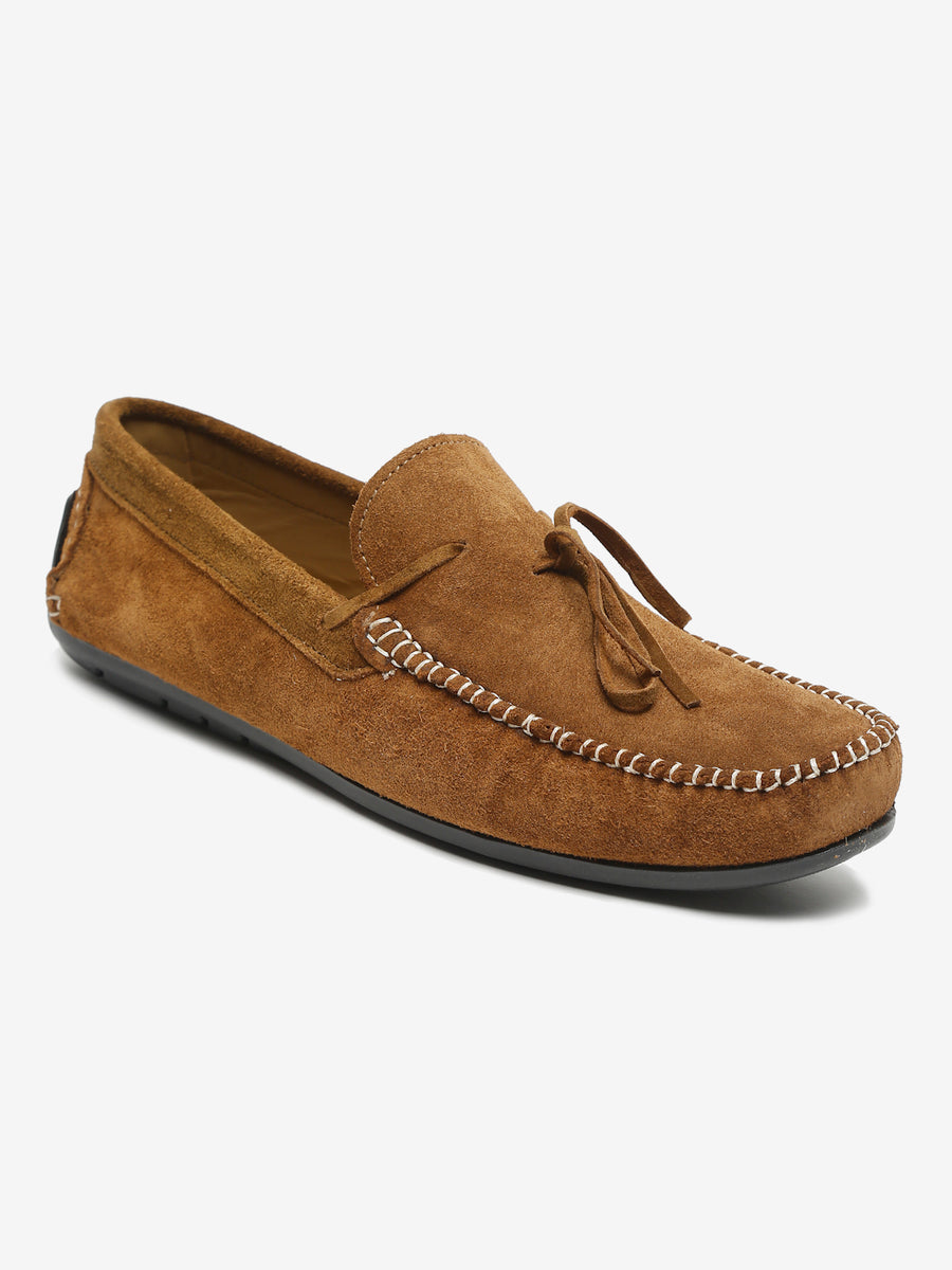 Men Tan Solid Suede Casual Loafers – Teakwood Leathers